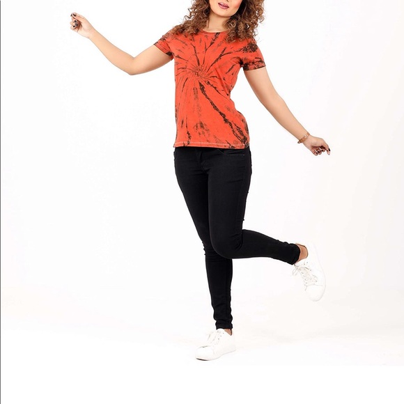 Black Orange Tye Dye T-Shirt - Picture 5 of 13